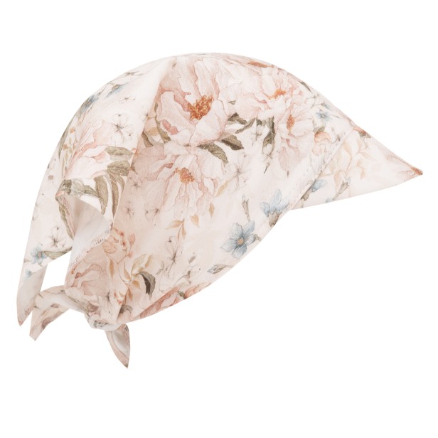 bamboo scarf/hat with a visor peonies cream samiboo