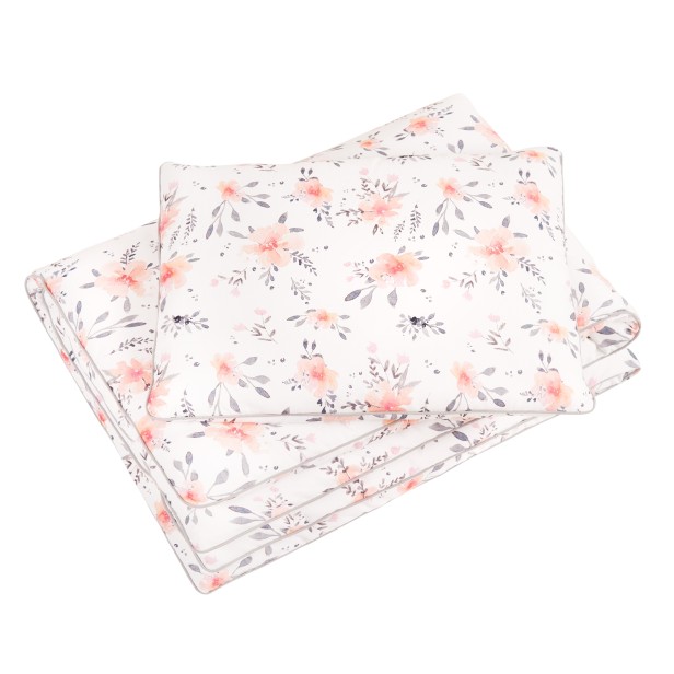 Pościel z wypełnieniem kwiaty szara wypustka Samiboo