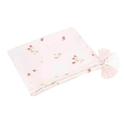 Bambusowy otulacz lekki kocyk maliny z frędzlami Samiboo