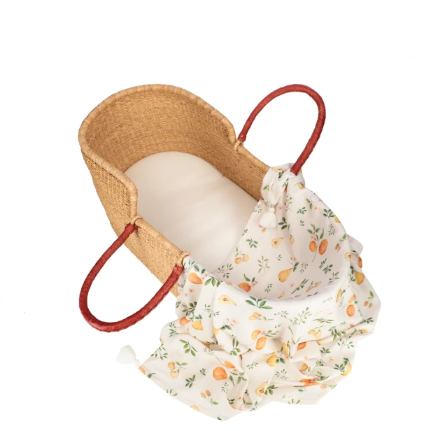 Fruits bamboo blanket with pom pom